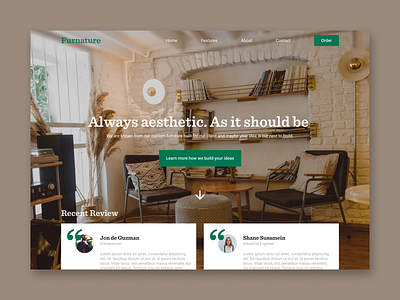 Landing Page Design | Furnature aesthethic app branding concept design creative daily daily ui design furniture landing page landing page design minimal ui ui design uiux user interface web web design web page website