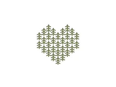 Forest Love branding design geometry green heart icon line logo mark minimalist modern nature outdoors pattern pine simple tree ui wild woods