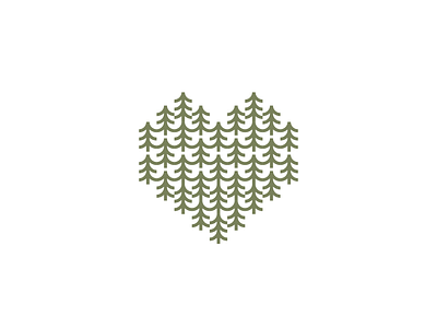 Forest Love branding design geometry green heart icon line logo mark minimalist modern nature outdoors pattern pine simple tree ui wild woods