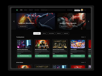 🎮 XBox Game Dashboard UI Design - DarkMode clean concept content dashboard design system figma figma design game game dashboard game design gaming platform stream uiux user experience user interface web design website xbox xbox dashboard