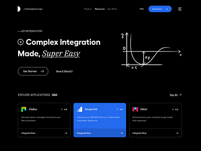 Web UI app ui blue branding card ui clean dark mode dark website design header hero integration landing page product design product page typography ui ui ux user experience ux website