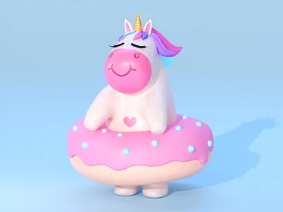 Unicorn Character 3d 3d unicorn animals blender candy character children cute design donut horse illustration unicorn