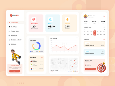 GetFit App Concept clean design concept design design studio health tracker jim jim tracker ui