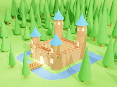 Castle in The Forest 3d adventure building castle empire fairytale fantasy forest green guardian illustration kingdom landmark landscape mansion outdoors palace scene tree