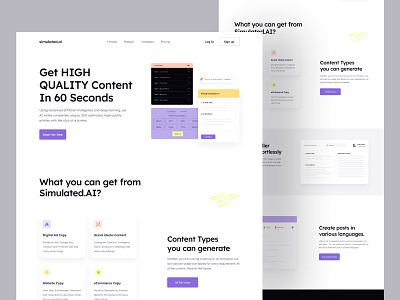 AI Copywriting Tool Website Design - simulated.ai design landing page landing page resource ui ui resource uihut web desi9gn web ui website