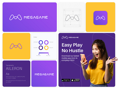 Logo and identity for a gaming company app logo brand identity branding branding agency game logo gaming company logo joystick logo logo logodesign minimal logo modern logo purple vibrant logo yellow