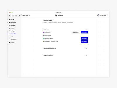 ShopPop Dashboard admin admin panel dashboard mockup nav navigation settings sidebar ui ux