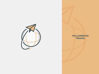 Millennium Travel Logo agency airplane branding company flight fly globe identity jet logo paper plane silhouette summer symbol tour tourism transport travel trip worldwide