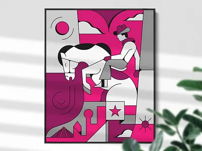 Cowboy Boot Mural Canvas abstract cowboy dallas illustration retro shapes texas vintage