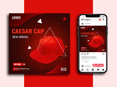 Cap Social Media Post Template | Banner Design ads banner branding cap cap ads cap banner cap design cap design idea cap marketing cap sale cap template design graphic design idea instagram post media post social social media template