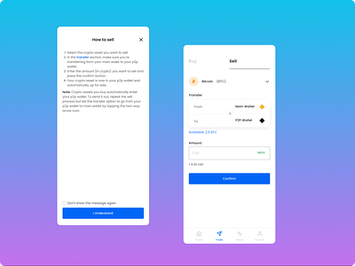 Crypto P2P App app cryptocurrency p2p trade ui