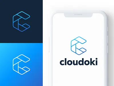 Cloudoki - Logo brand company design flat gradient illustration letter logo minimal outline tech