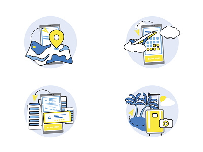 Illustrations for travelling service branding design graphic design illustration ui vector