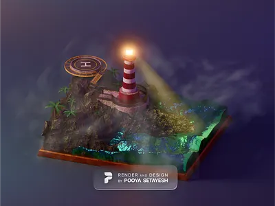 Foggy Island 🏝 3d 3ddesign 3dillustration 3disland 3dmodel art artwork blender cycles design graphic design island minimal model modeling pooyasetayesh pooyast portfolio render trend