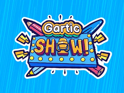 Gartic Show logo drawing esports flat game identity logo pencil skribbl stream vector