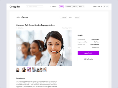 Craigslist Website - Job Detail Page app design branding colors dribbble dribbble shot job detail job website landing page mobile app design new shot product design services provide website ui uiux user experience user interface ux visual design web design website design