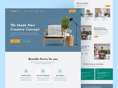 Furniture Landing page Design UI app awesome landing page clean design cool design design furniture homepage illustration landing page landingpage logo minimal product design property interior ui user interface web web design webdesign