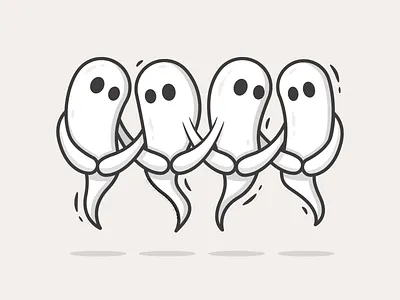 BOOgie-men autumn dancing dtiys fall flat ghost illustration linework spooky vector witchy