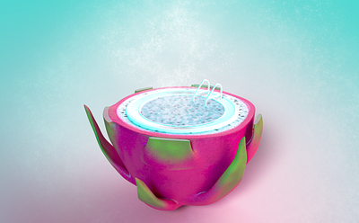 3D Render - Dragonfruit Hot Tub 3d beer art design dragonfruit fruit graphic design illustration photoshop render surreal surrealism