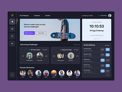 Challenge Roulette betting design livestream player ui ux