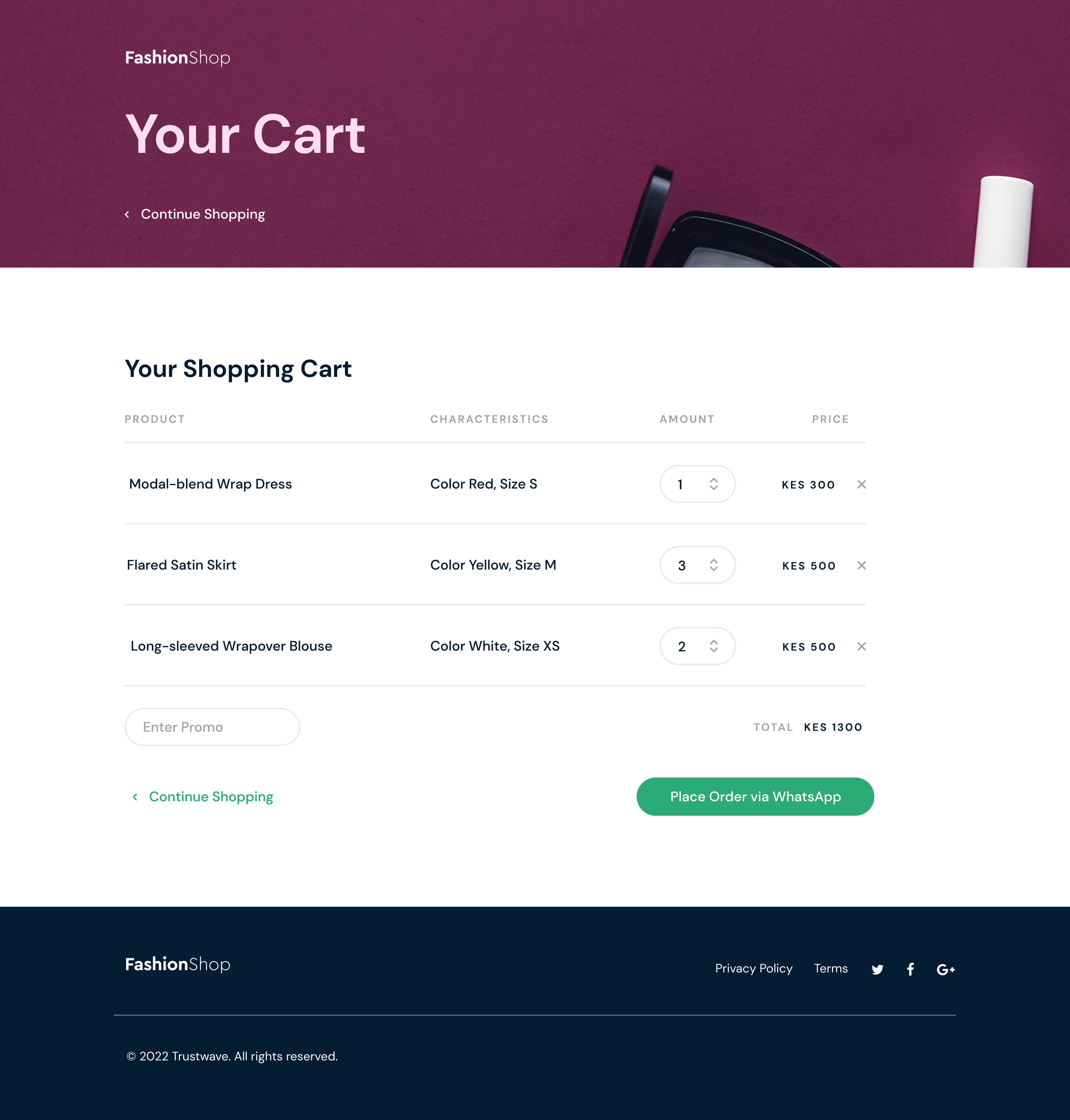 Example of Shopping Cart