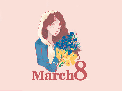 March 8 Ukrainian Girls art blue digital illustration drawing flowers girl graphic design holiday illustration illustration art march 8 melancholy no war power girl ukraine ukrainian girl vector womans day women in illustration yellow