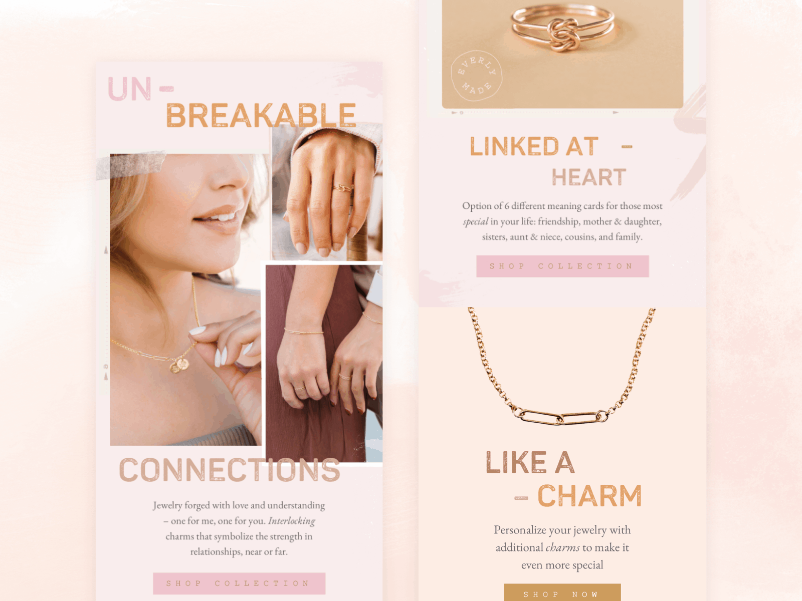 Feminine Jewelry Email Marketing Design animated gif ecommerce edm email email design email marketing email template email templates feminine gif graphic design jewelry klaviyo mailchimp mailchimp template marketing texture