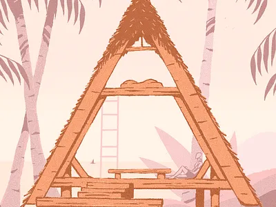 36 Days of Type - A 36days 36days a 36daysoftype beach house hut illustration lettering nature ocean palm trees plants procreate sand sunset type typography