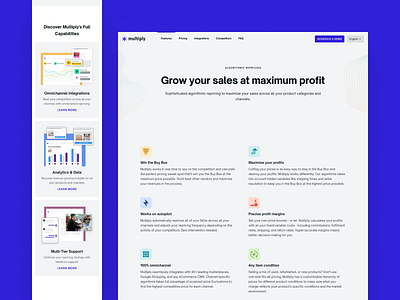 Multiply - Features company convertion rate features icons landing page minimalism mobile first multiply purple responsive web sales spot icons startup ui ux web web site website website design