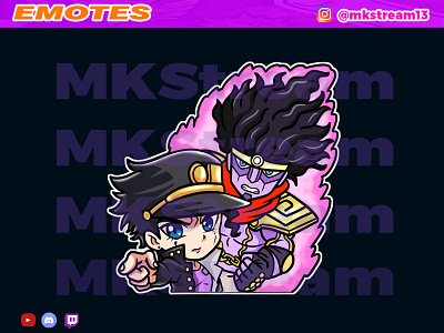 Twitch emotes jojo jotaro stand star platinum animated emotes anime cute design emote emotes hype illustration jojo jotaro stand star platinum sub badge twitch emotes