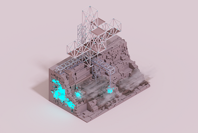 Folly 3 3d architecture 3d design 3d voxel game art game design isometric architecture isometric design isometric voxel magicavoxel mining industry nft nft art pixel art voxel voxel architecture voxel art voxel mining