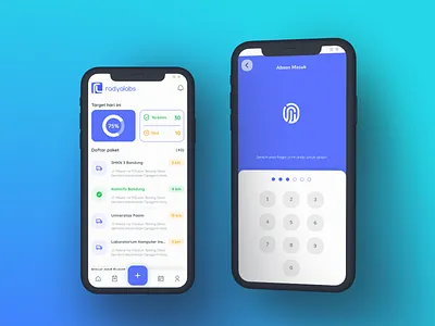Radyalabs Delivery | Home Page & Security Page | Zalepik Studio delivery fireart gradient mobile modern outcrowd password pin radyalabs security uiux zalepik