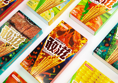 Yickohi - Gaste (Favor Biscuit Stick) Packaging Design biscuit branding design graphic design illustration logo packaging snack taste typography