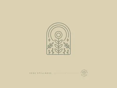 DAILY REMINDER • 15 • SEEK STILLNESS badge flower illustration illustrator linework minimal monoline vector