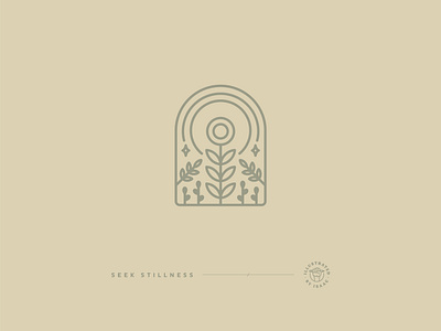 DAILY REMINDER • 15 • SEEK STILLNESS badge flower illustration illustrator linework minimal monoline vector