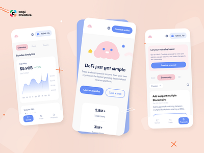 Sundae - Defi UI Kit app branding capi chart creative crypto defi design finance graph illustration landing page logo mobile token trade ui ui kit