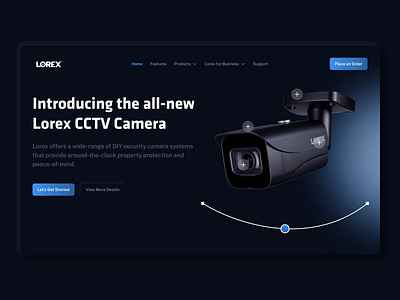 📷 Lorex Product Showcase - Hero Section 3d augmented rality blockchain camera cctv concept creative design ethereum figma figma plugin future futuristic hero section lorex metaverse ui ux web3 website website design