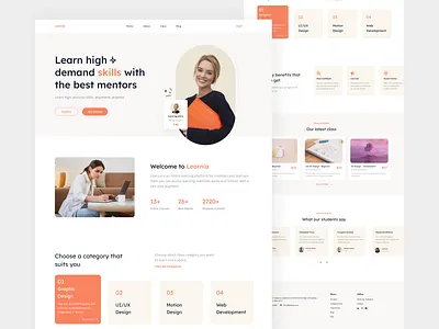 Learnia - Online Course Landing Page course e learning education learning management system learning platform online online course study uiux design web design