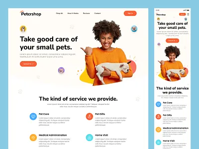 Pet Care Website clean website design dog dog website landing page design minimal pet pet care pet food pet store pet ui petshop tariqul tariqul islam ui ui designer ux visual web website