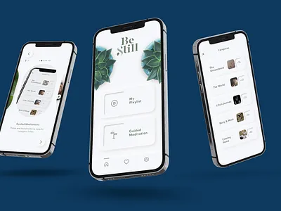 Be Still Meditation App design neumorphic neumorphism phone app skeuomorphic ui ux