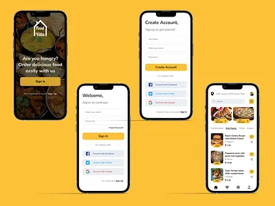 Food Villa - A Food Delivery App burger deliver delivery app eating food and drink food app food delivery app food delivery service food order mobile app pizza restaurant app salad ui ux