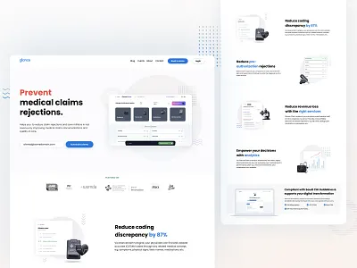 Glance Care Landing page clinical landing page design minimal web design