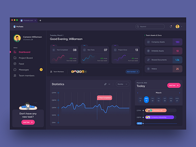 Project Management Dashboard (Dark) I Ofspace agile app assign task dashboard illustration interface landing page management minimal productivity project project management project tracking saas time tracker ui ux web web app