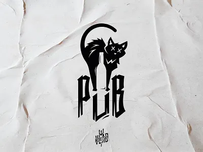 Beer Cat Pub Logo alcohol beer cat drunk graphic design illustration logo logotype pub