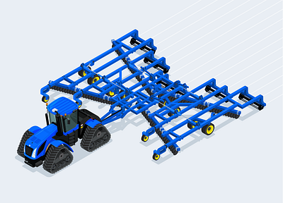 Isometric disc tiller blue color colors design detailed details drawing equipment farm farmer farming futuristic graphic design illustration illustrator isometric isometry precision farming technique vector