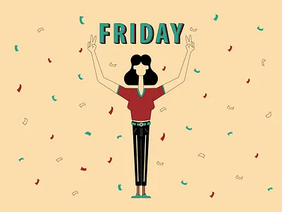 Finally Friday! adobe illustrator behance character character design character illustration design dribbble flat character flat character design flat design flat illustration friday friday mood illustration illustrator procreate vector vector character vector illustration women character