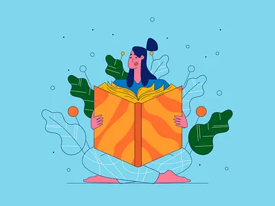 Reading adobe illustrator behance book book vector character character design design dribbble flat character flat character design flat desing flat illustration freelance illustrator girl reading book vector illustration illustrator procreate reading book reading vector vector