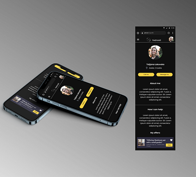 Profile page for app that connects refugees with volunteers design free help helpers junior profile page refugees seekers ukraine ux design volunteer