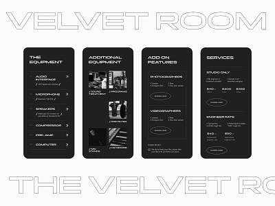 VELVET ROOM STUDIO — Mobile adaptation design editorial landing page layout main page music typography ui uiux web design website