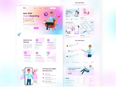 Digital Marketing Agency - Landing Page agency branding business agency design digital marketing graphic design homepage landing landing page marketing agency online marketing popular saas seo social media ui web web design website website design